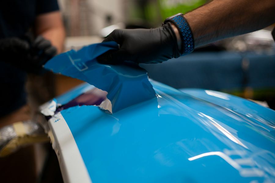 Freshly painted automotive panel